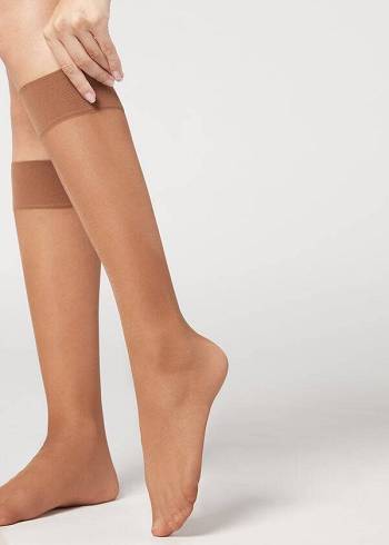 Calzedonia 20 Denier Konfor Cuff Knee-Highs Long Çorap Kadın Bej Rengi | TR1968XF