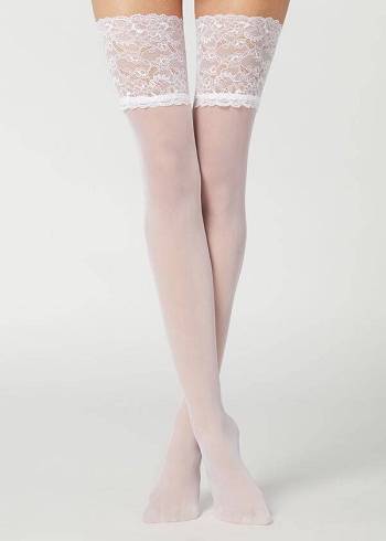 Calzedonia 20 Denier Opaque Thigh-Highs Çorap Kadın Beyaz | TR2950JJ