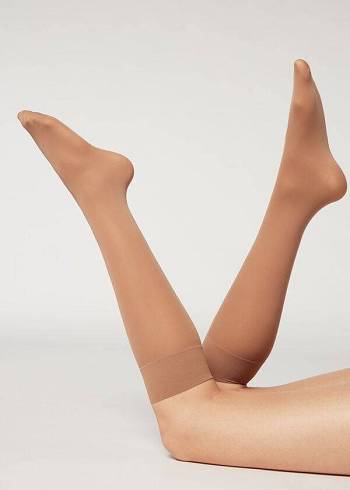 Calzedonia 30 Denier Semi Opaque Microfiber Knee-Highs Long Çorap Kadın Bej Rengi | TR1960DN