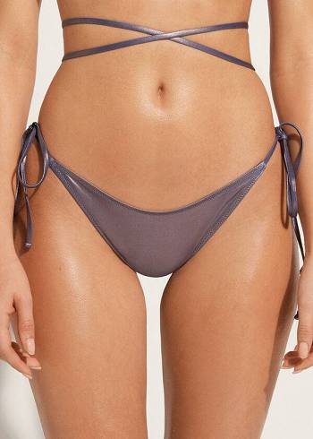 Calzedonia Brazilian Side Tie Daytona Bikini Altları Kadın Mavi | TR2868WY