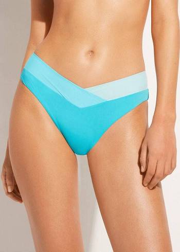 Calzedonia Color Block Azzorre Bikini Altları Kadın Turkuaz Yeşil | TR2821RW