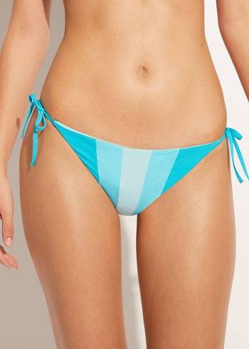 Calzedonia Color Block String Azzorre Bikini Altları Kadın Turkuaz Yeşil | TR2820TV