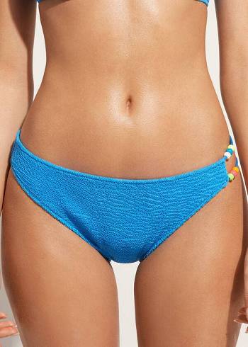 Calzedonia Crinkled San Diego Bikini Altları Kadın Mavi | TR2816OR