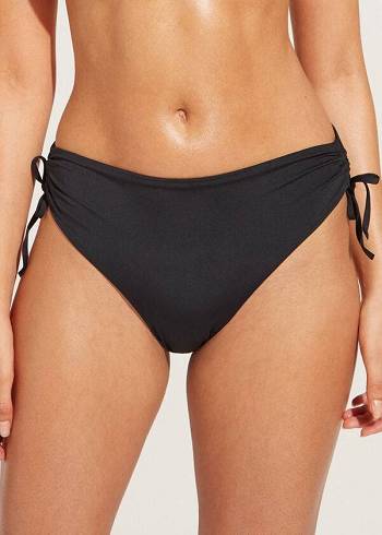 Calzedonia High-Belli Drawstring Indonesia Bikini Altları Kadın Siyah | TR2736KI