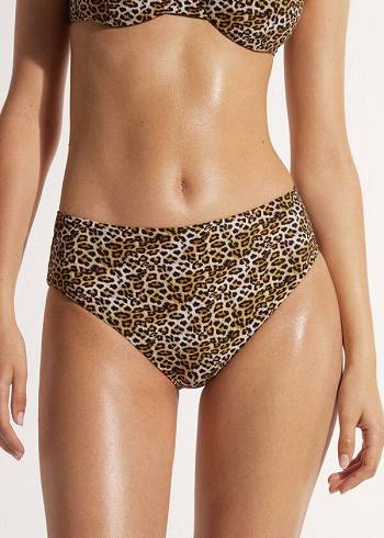 Calzedonia High Belli Malindi Bikini Altları Kadın Kahverengi | TR2756BC