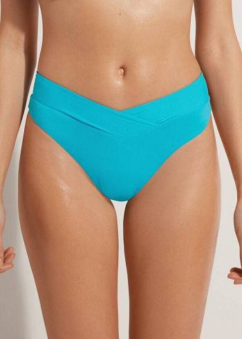 Calzedonia High-Belli V-Cut Brazilian Indonesia Bikini Altları Kadın Turkuaz | TR2727QZ