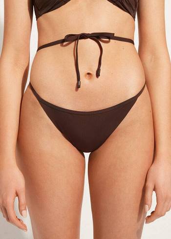 Calzedonia High-Cut Brazilian Islamorada Bikini Altları Kadın Kahve Kahverengi | TR2751EX