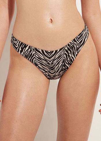 Calzedonia High-Cut Brazilian Nairobi Bikini Altları Kadın Siyah | TR2742SO