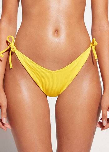 Calzedonia High Cut V-shaped Brazilian New York Bikini Altları Kadın Sarı | TR2791IS