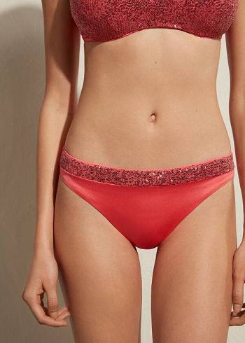 Calzedonia Sequined Cannes Bikini Altları Kadın Pembe | TR2654EX