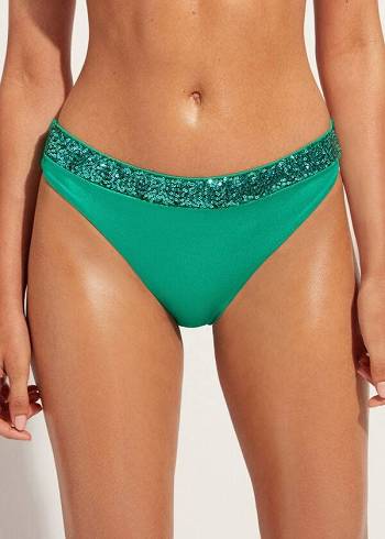 Calzedonia Sequined Cannes Bikini Altları Kadın Yeşil | TR2655WY