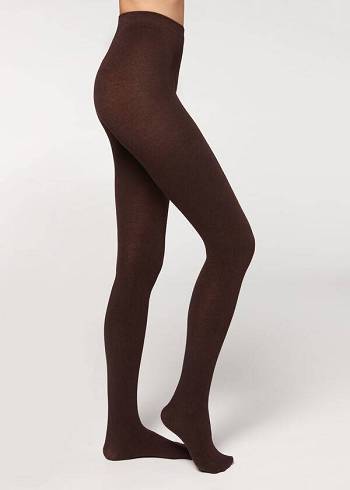 Calzedonia Soft Modal and Cashmere Blend Opaque Tayt Kadın Kahve | TR3133EX