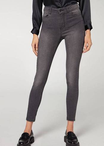 Calzedonia Super Flex Denim High Belli Superskinny Kot Pantolon Kadın Gri | TR1575KI