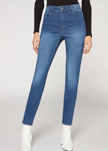 Calzedonia Super Flex Denim High Belli Superskinny Kot Pantolon Kadın Mavi | TR1576LH