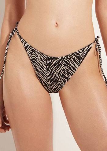 Calzedonia Tanga Zebra Nairobi Bikini Altları Kadın Siyah | TR2550PQ