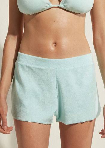 Calzedonia Terrycloth Shorts Cover Ups Kadın Mavi | TR2042JJ