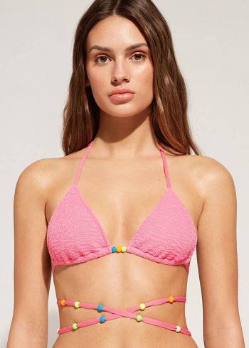 Calzedonia Triangle String Tie San Diego Bikini Üstleri Kadın Pembe | TR2129MA