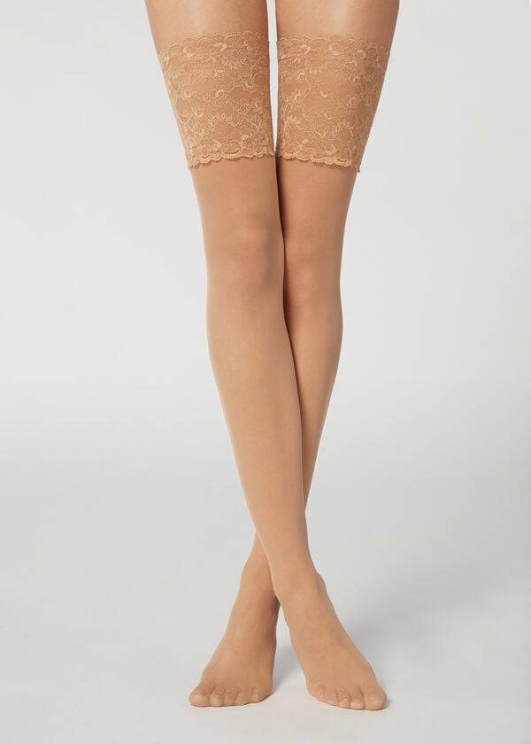 Calzedonia 20 Denier Opaque Thigh-Highs Çorap Kadın Kahverengi | TR2953FM