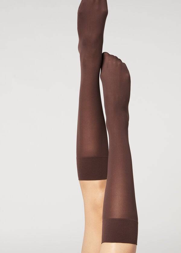 Calzedonia 30 Denier Semi Opaque Microfiber Knee-Highs Long Çorap Kadın Kahve | TR1959SO