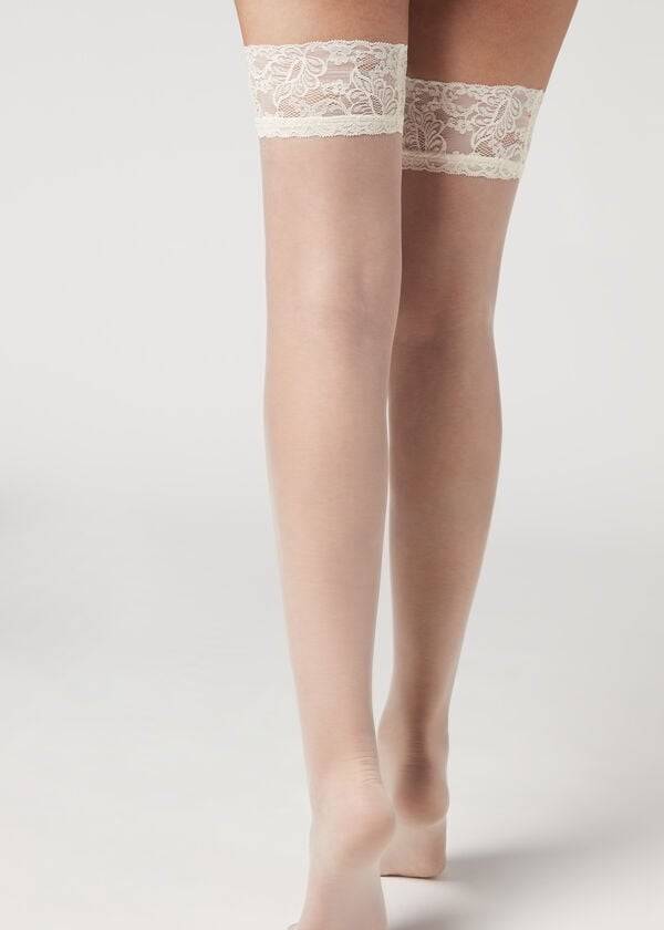 Calzedonia 8 Denier Ultra Sheer Thigh-Highs rosa Çorap Kadın Beyaz | TR2932OR