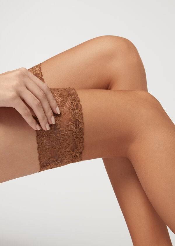 Calzedonia 8 Denier Ultra Sheer Thigh-Highs Çorap Kadın Bej Rengi | TR2935YU