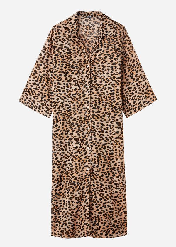 Calzedonia Animal Patterned Midi Shirt Cover Ups Kadın Kahverengi | TR2124XF