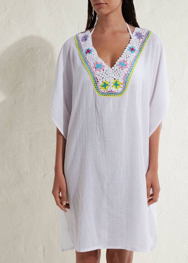 Calzedonia Crochet Neckline Kaftan Cover Ups Kadın Beyaz | TR2116DN