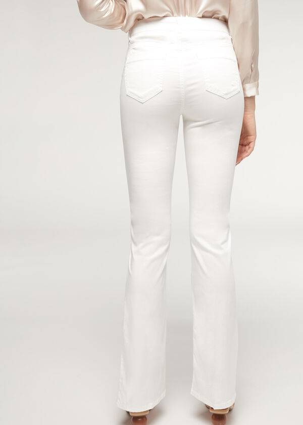 Calzedonia Eco Light Flared Denim Kot Pantolon Kadın Beyaz | TR1617IS