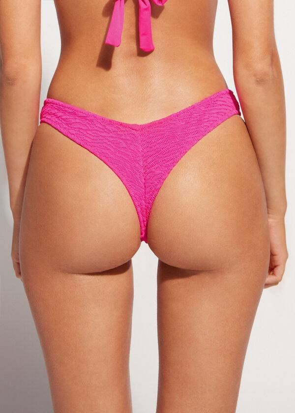 Calzedonia High Cut V-shaped Brazilian Miami Bikini Altları Kadın Pembe | TR2792UT