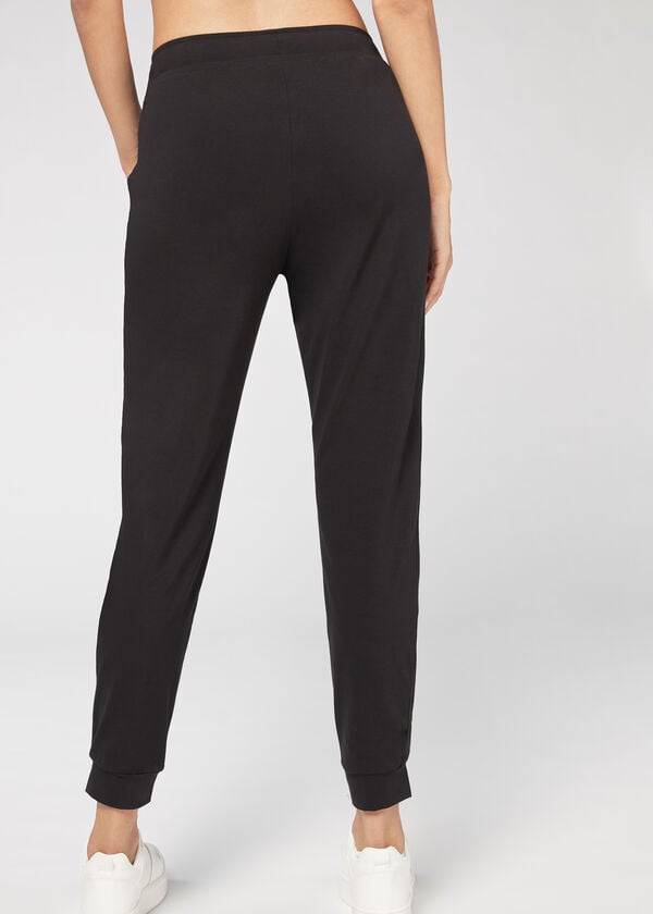 Calzedonia Jogger in Ultra Light Supima Pamuklu Pantolon Kadın Siyah | TR1457RW