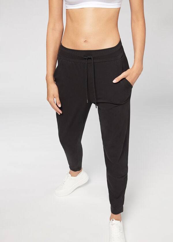 Calzedonia Jogger in Ultra Light Supima Pamuklu Pantolon Kadın Siyah | TR1457RW