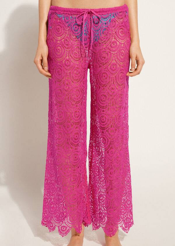 Calzedonia Long Crochet Pants Cover Ups Kadın Pembe | TR2057YU