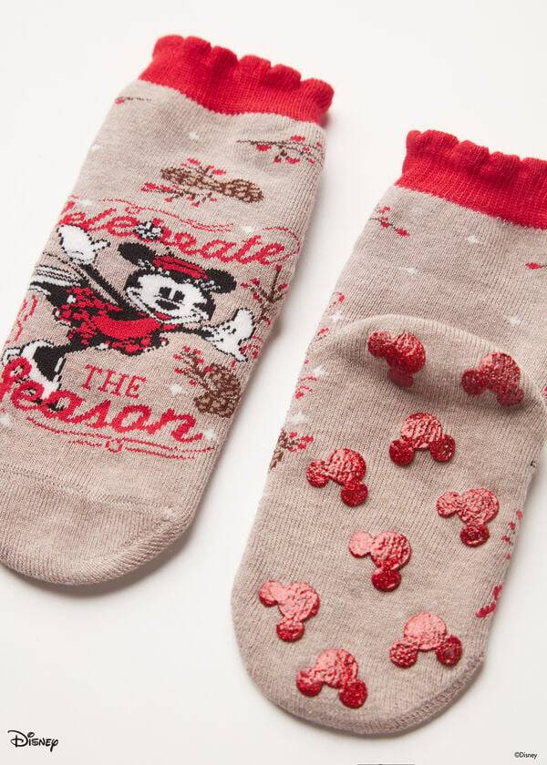 Calzedonia Non-slip Disney Minnie Mouse Christmas Kısa Çorap Çocuk Kahverengi | TR1000MA