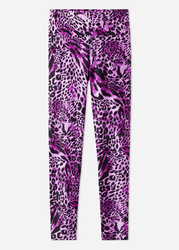 Calzedonia Shiny Animal-Print Atletik Tayt Kadın Pembe | TR1509RW