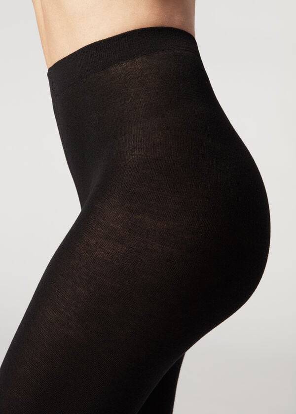 Calzedonia Soft Modal and Cashmere Blend Opaque Tayt Kadın Siyah | TR3124SO