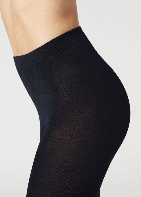 Calzedonia Soft Modal and Cashmere Blend Opaque Tayt Kadın Mavi | TR3125AP