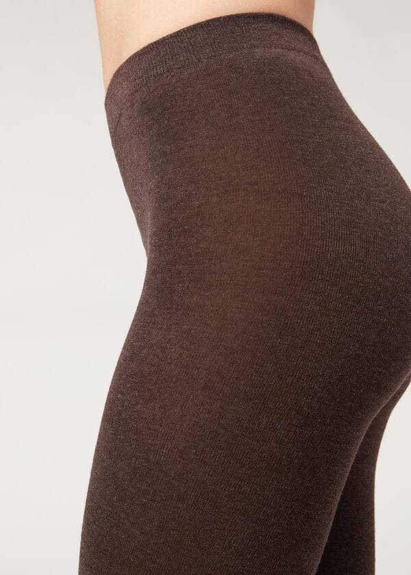 Calzedonia Soft Modal and Cashmere Blend Opaque Tayt Kadın Kahverengi | TR3126PQ