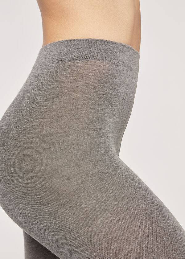 Calzedonia Soft Modal and Cashmere Blend Opaque Tayt Kadın Gri | TR3129UT