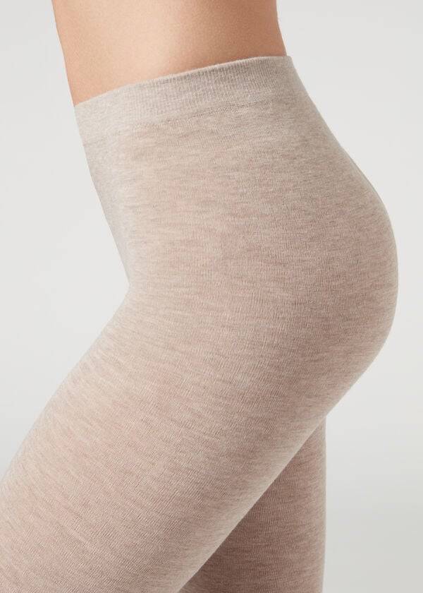 Calzedonia Soft Modal and Cashmere Blend Opaque Tayt Kadın Bej Rengi | TR3130YU