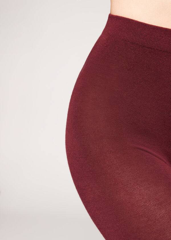 Calzedonia Soft Modal and Cashmere Blend Opaque Tayt Kadın Bordo | TR3132RW