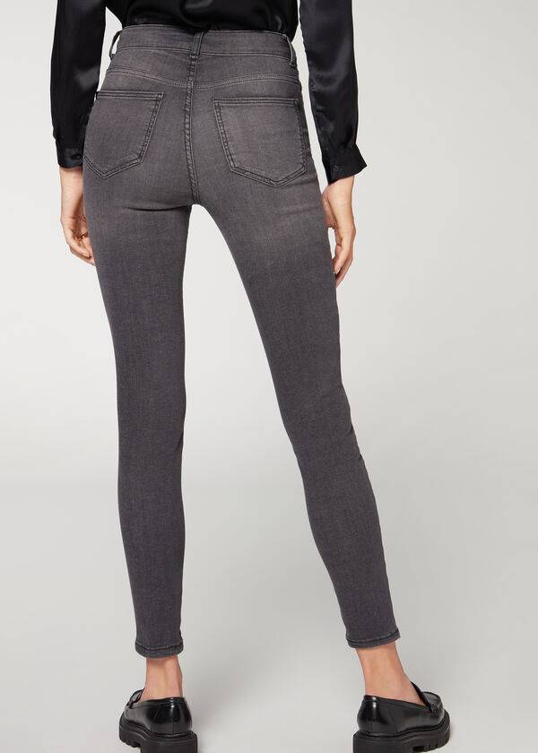 Calzedonia Super Flex Denim High Belli Superskinny Kot Pantolon Kadın Gri | TR1575KI