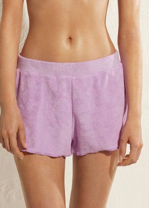 Calzedonia Terrycloth Shorts Cover Ups Kadın Mor | TR2039FM