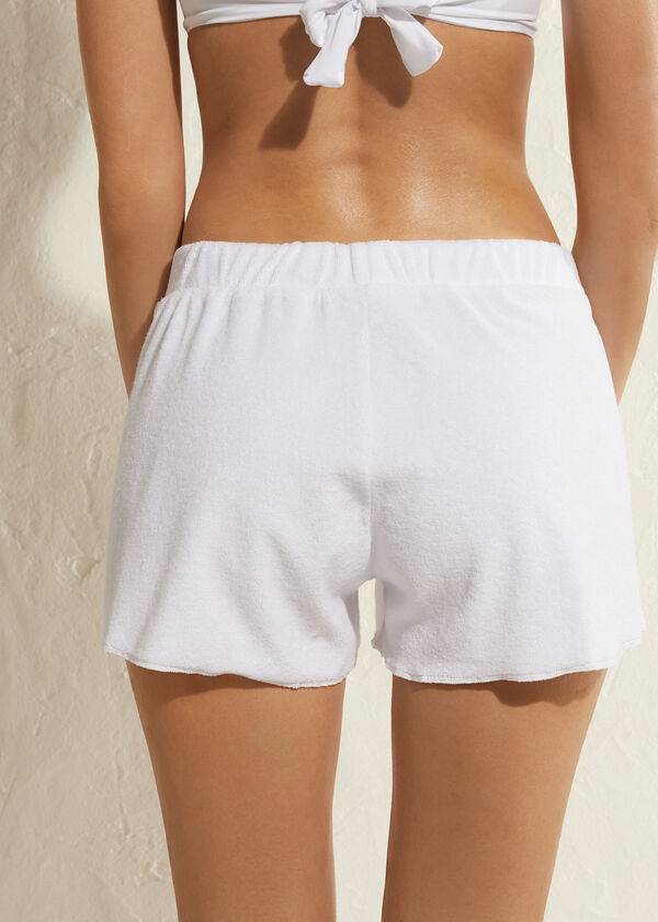 Calzedonia Terrycloth Shorts Cover Ups Kadın Beyaz | TR2041HK