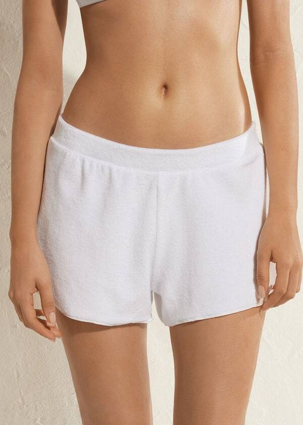 Calzedonia Terrycloth Shorts Cover Ups Kadın Beyaz | TR2041HK