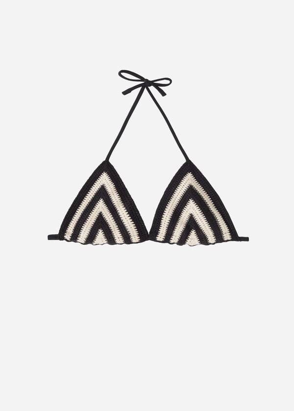 Calzedonia Triangle String Mumbai Bikini Üstleri Kadın Siyah Bej Rengi | TR2138OR